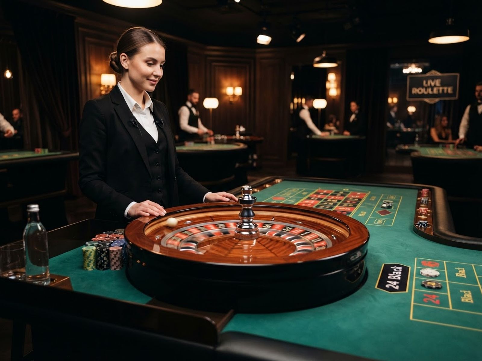 Live roulettebord med dealer, som også kan spilles via Luckygems app